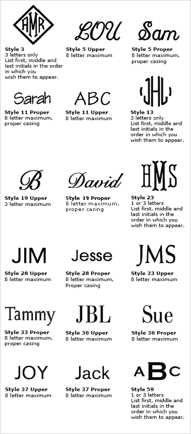 Monogramming Styles