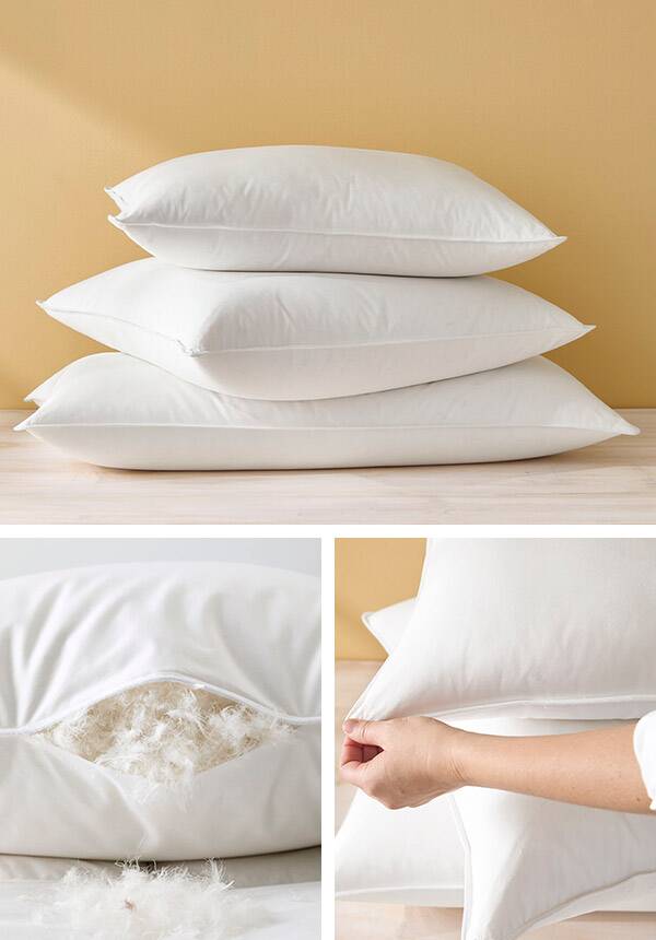 Close-up views of our Down & Feather Blend Pillow.