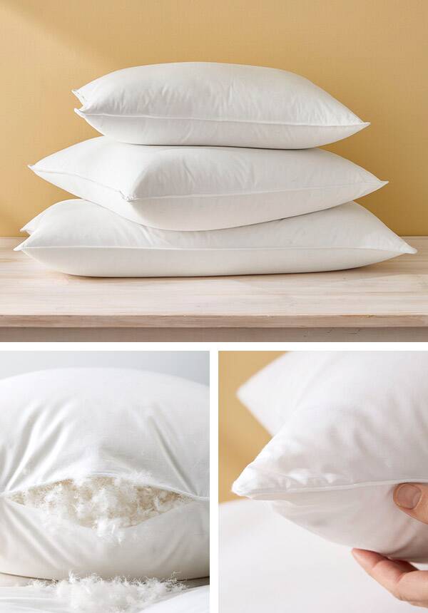 Close-up views of our Heirloom European White Goose Down Pillow