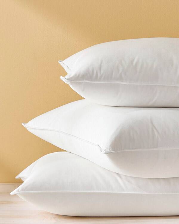 stack of 3 Garnet Hill Signature White Down Pillows